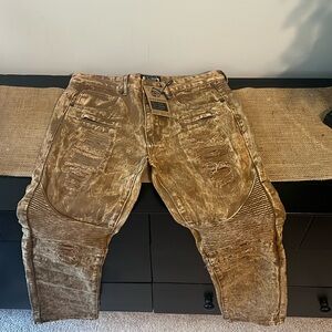 NWT Gray Earth Men Distressed Jeans Khaki Color Sz 32/32